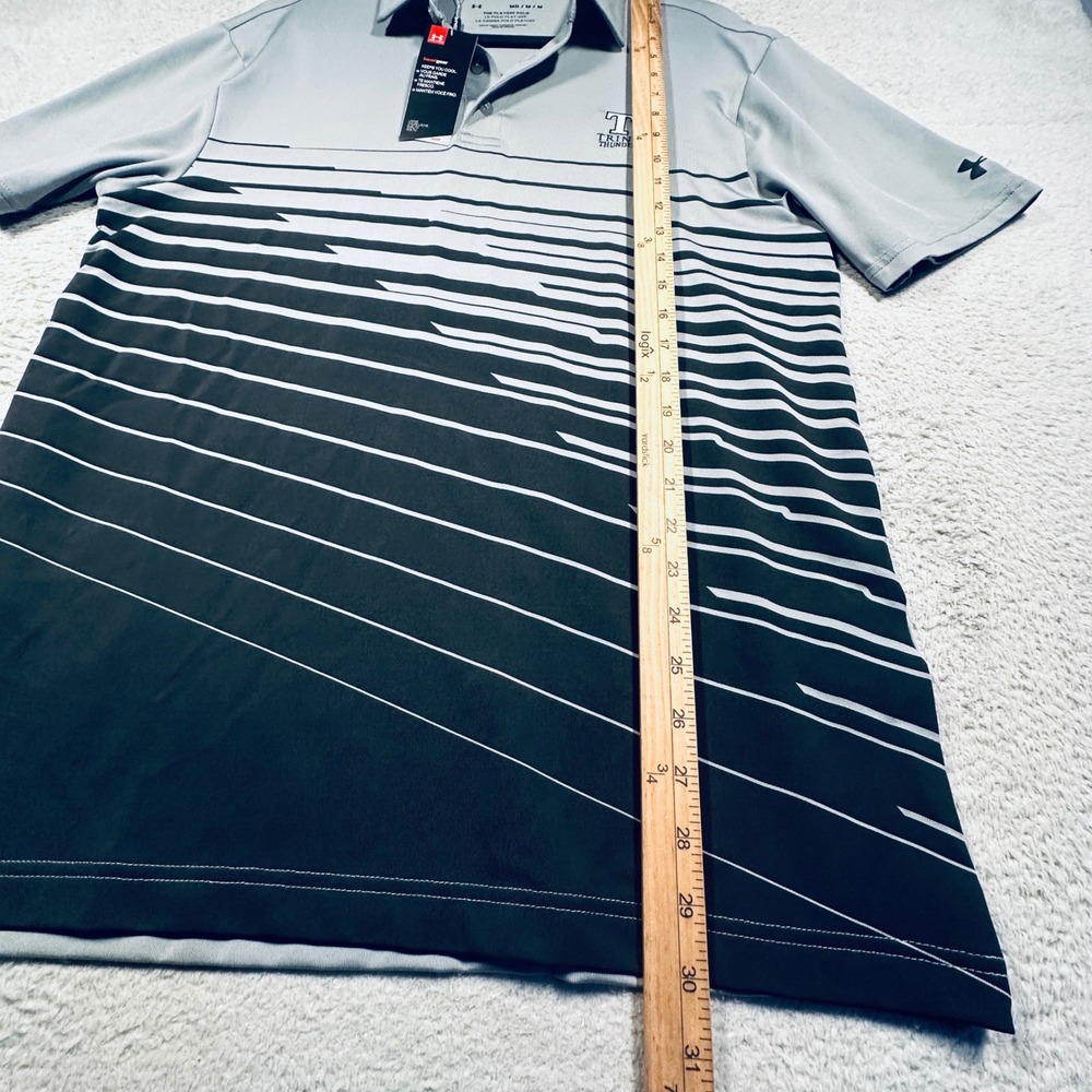 Under Armour Playoff Polo Mens Medium Grey Trine Thunder Ombre Stripe Golf NWT - Picture 11 of 11